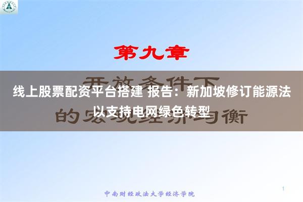 线上股票配资平台搭建 报告：新加坡修订能源法以支持电网绿色转型